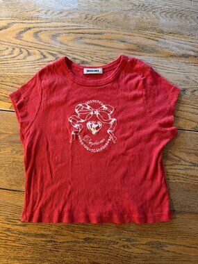 DAYDREAMER red cotton fine ribbed cropped T shirt/nice condition/XL